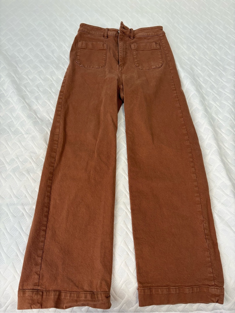 LOFT Wide-Leg High-Rise Jeans in Brown Size 0 W 25